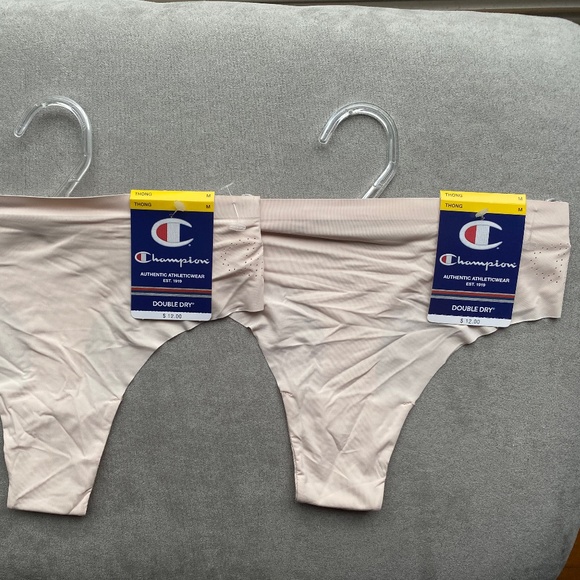 LOT OF 2 CHAMPION DOUBLE DRY Thongs in Blush Color Size Medium NWT - Picture 4 of 11